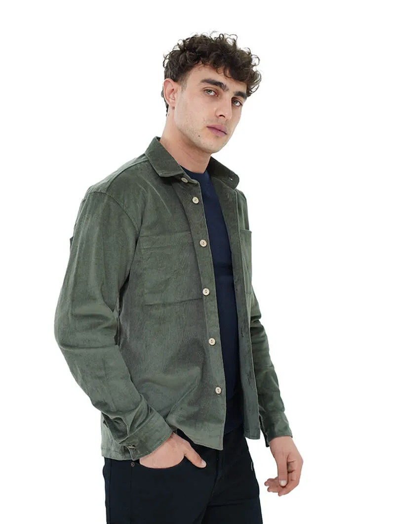 Surchemise en velours col chemise